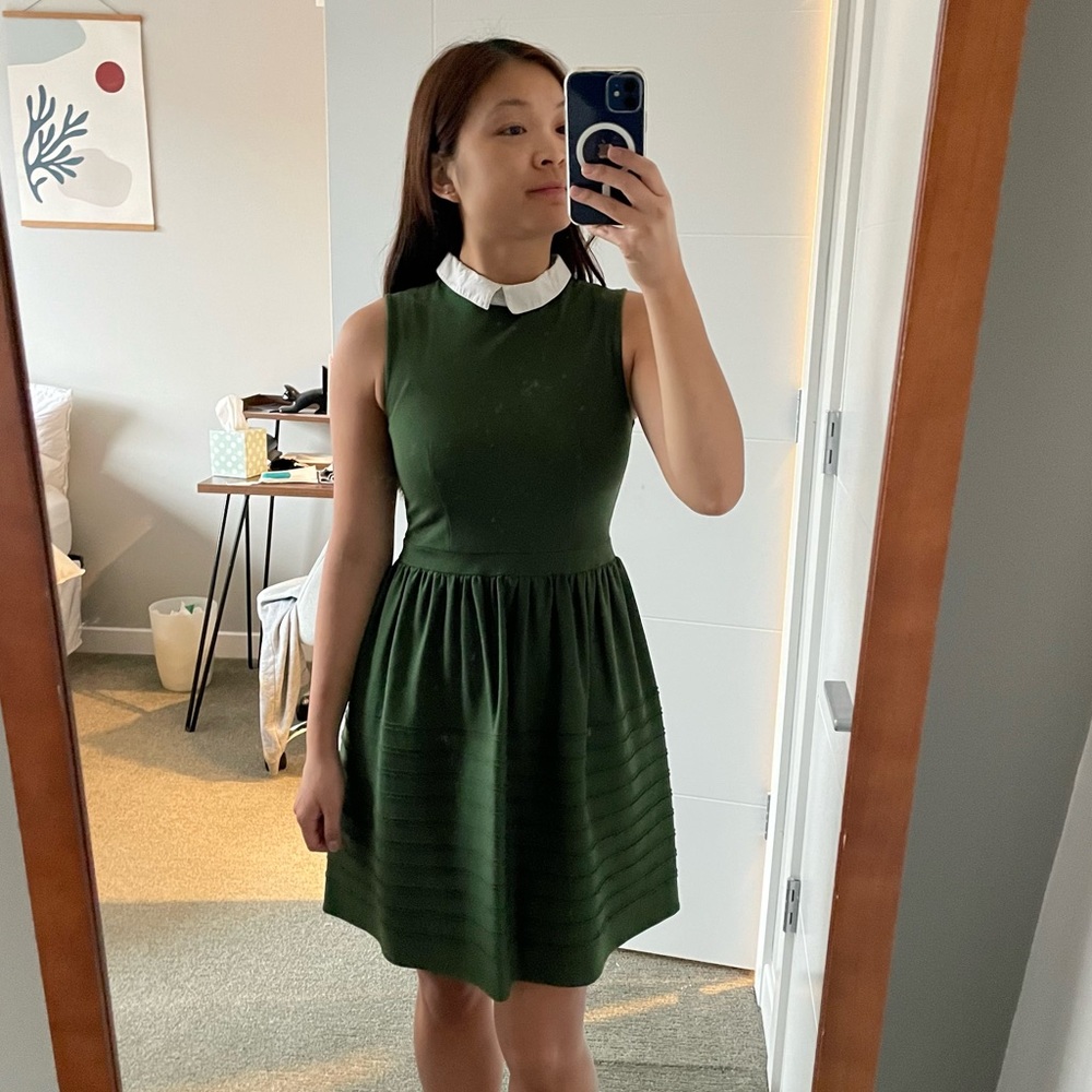 Green Peter Pan collar Anthropologie dress